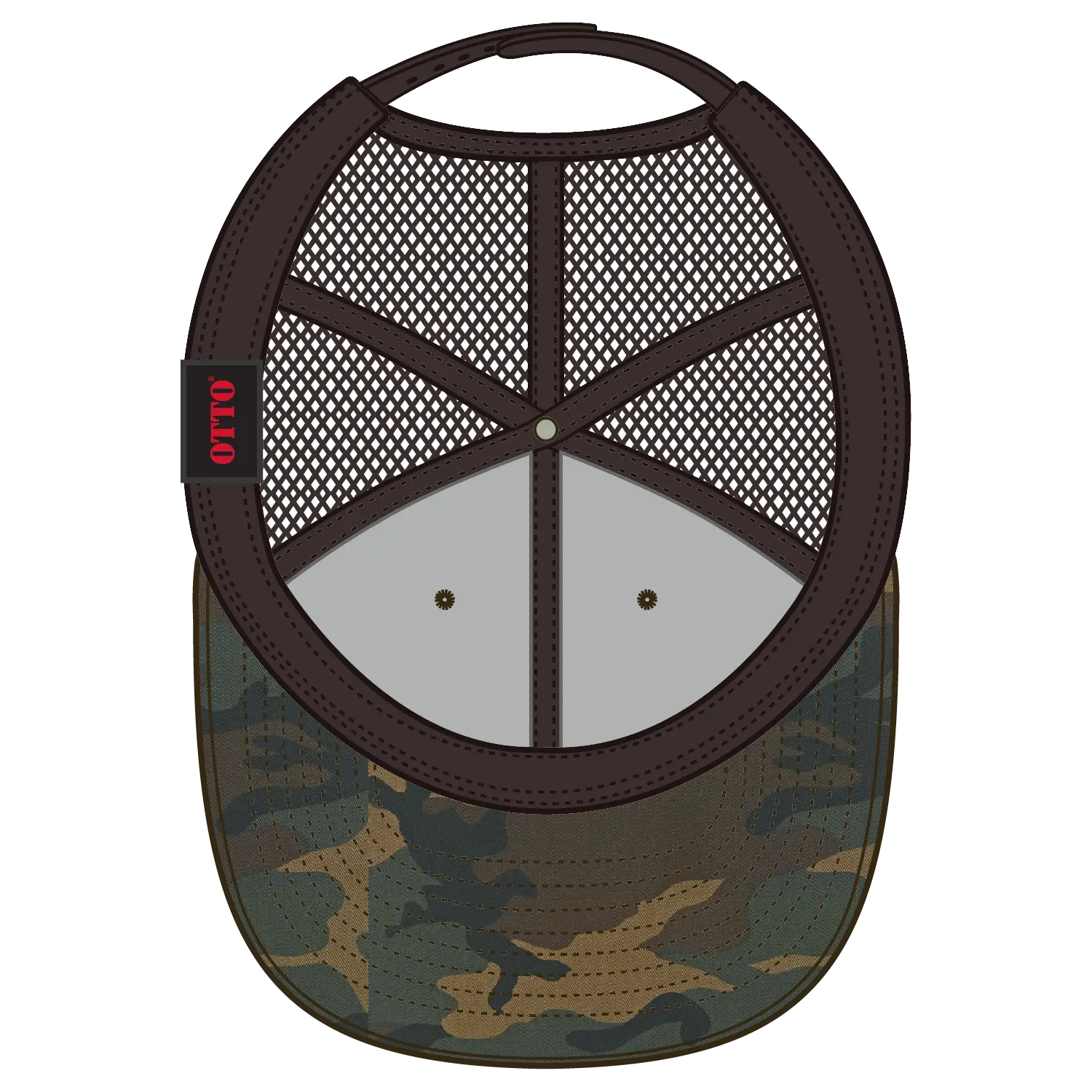 OTTO 141-1070 ’OTTO Snap’ 6 Panel Pro Style Mesh Back Trucker Snapback Cap - Dk.Grn/Brn/Dk.Brn - Dk.Grn/Brn/Dk.Brn / 6