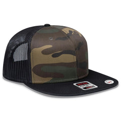 OTTO 141-1070 ’OTTO Snap’ 6 Panel Pro Style Mesh Back Trucker Snapback Cap - Dk.Grn/Brn/Blk - Dk.Grn/Brn/Blk / 6 1/2’’