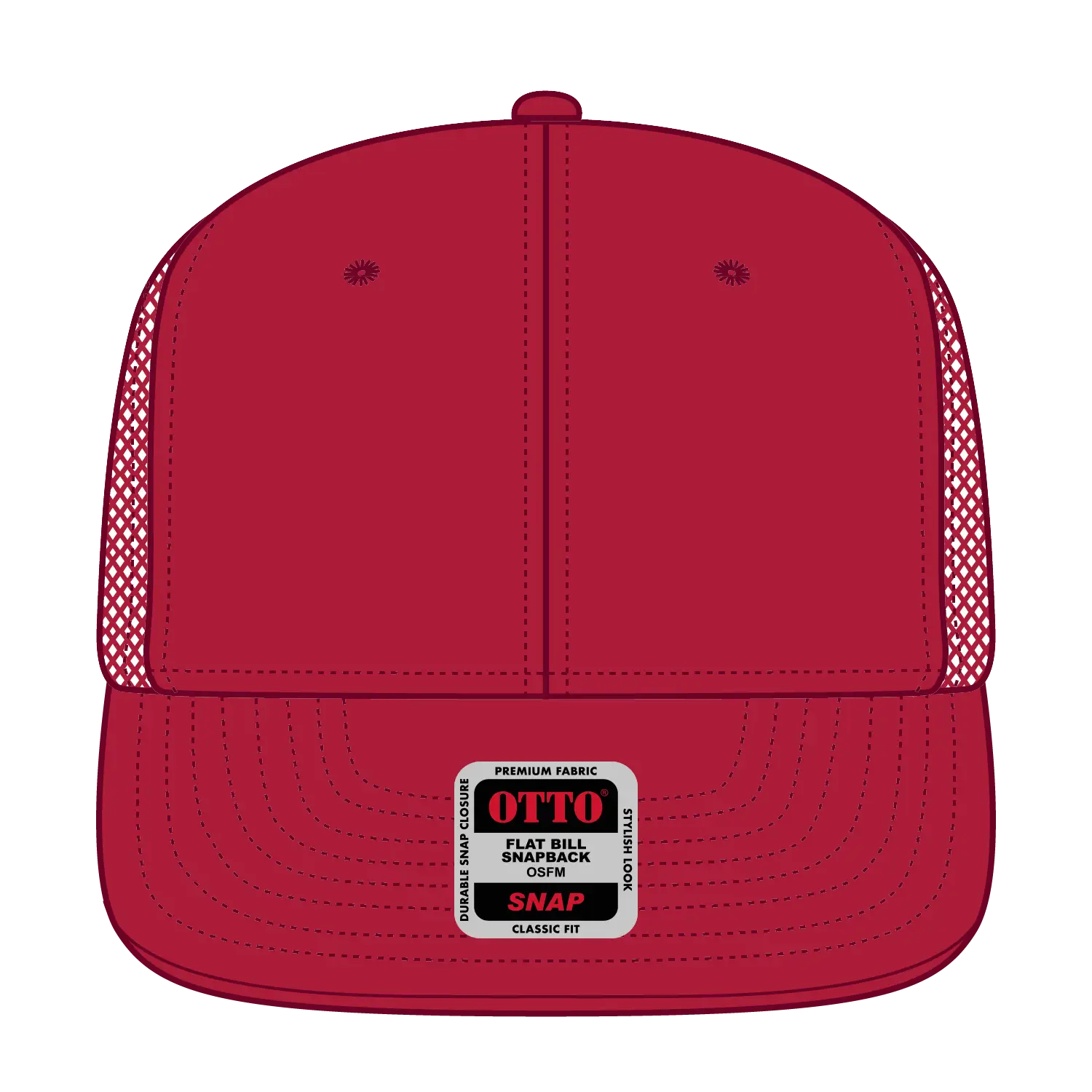 OTTO 141-1070 ’OTTO Snap’ 6 Panel Pro Style Mesh Back Trucker Snapback Cap - Red - Red / 6 1/2’’ - 7 5/8’’
