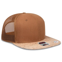 OTTO 141-1070 ’OTTO Snap’ 6 Panel Pro Style Mesh Back Trucker Snapback Cap - Cork/Cy Brn - Cork/Cy Brn / 6 1/2’’ - 7