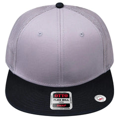 OTTO 141-1070 ’OTTO Snap’ 6 Panel Pro Style Mesh Back Trucker Snapback Cap - Blk/Gry/Gry - Blk/Gry/Gry / 6 1/2’’ - 7