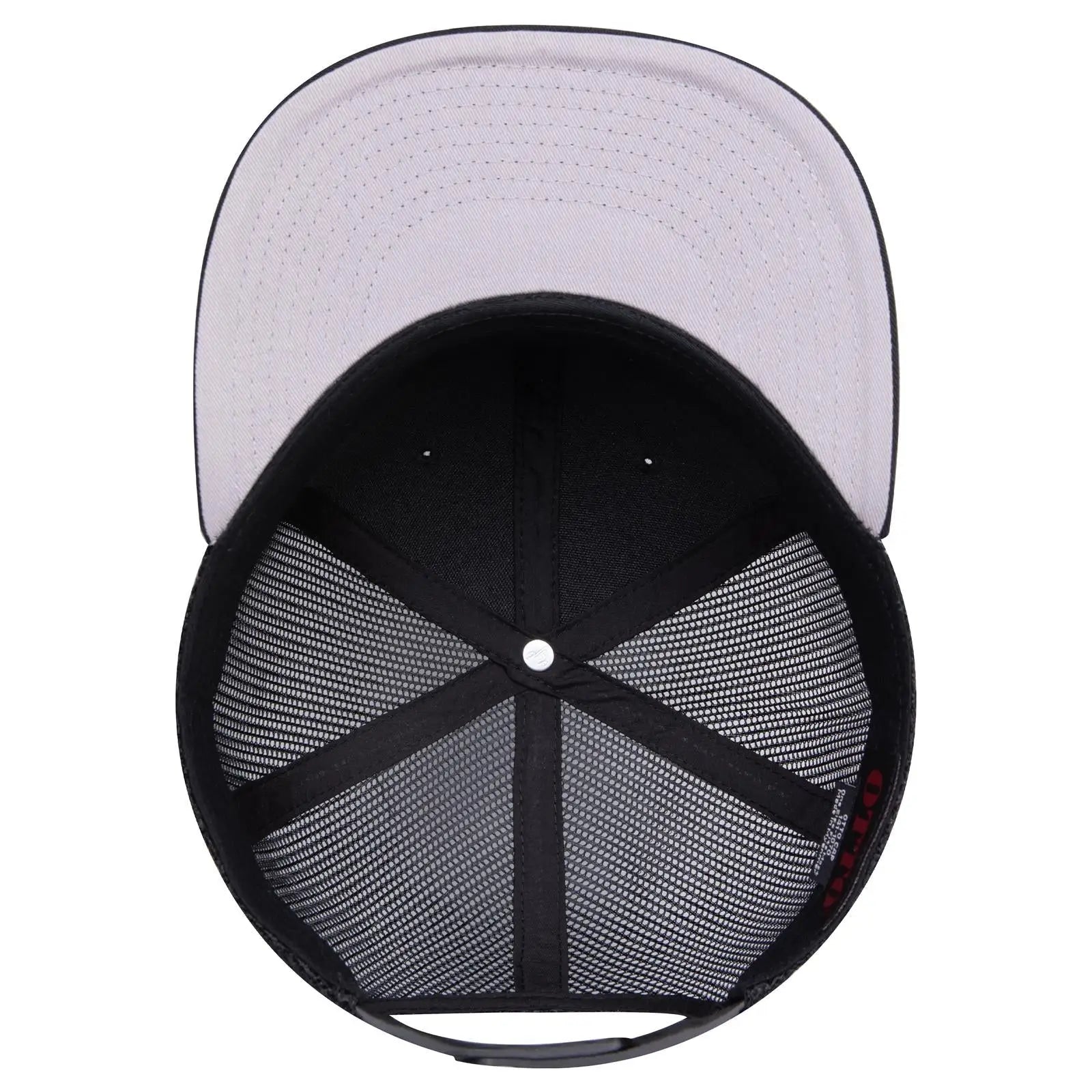 OTTO 141-1070 ’OTTO Snap’ 6 Panel Pro Style Mesh Back Trucker Snapback Cap - Black - Black / 6 1/2’’ - 7 5/8’’