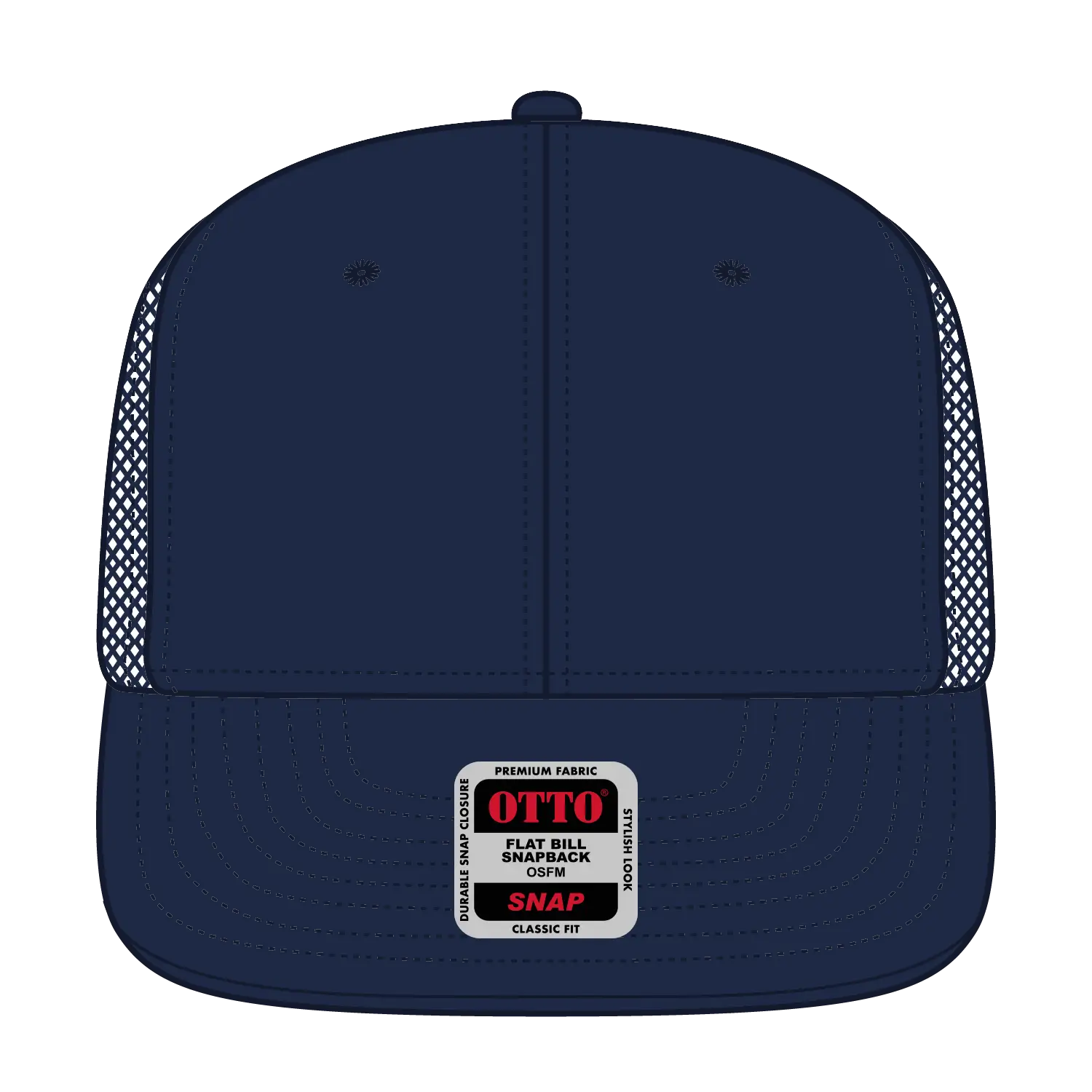 OTTO 141-1070 ’OTTO Snap’ 6 Panel Pro Style Mesh Back Trucker Snapback Cap - Navy - Navy / 6 1/2’’ - 7 5/8’’
