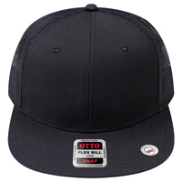 OTTO 141-1070 ’OTTO Snap’ 6 Panel Pro Style Mesh Back Trucker Snapback Cap - Black - Black / 6 1/2’’ - 7 5/8’’