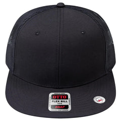 OTTO 141-1070 ’OTTO Snap’ 6 Panel Pro Style Mesh Back Trucker Snapback Cap - Black - Black / 6 1/2’’ - 7 5/8’’