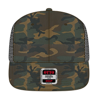 OTTO 141-1070 ’OTTO Snap’ 6 Panel Pro Style Mesh Back Trucker Snapback Cap - Dk.Grn/Brn/Blk - Dk.Grn/Brn/Blk / 6 1/2’’