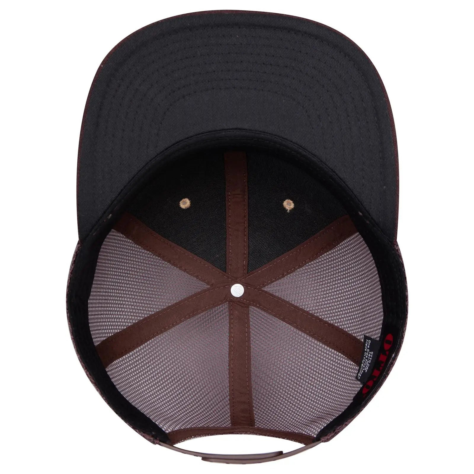 OTTO 141-1070 ’OTTO Snap’ 6 Panel Pro Style Mesh Back Trucker Snapback Cap - D.Brn/Cork/D.Brn - D.Brn/Cork/D.Brn / 6