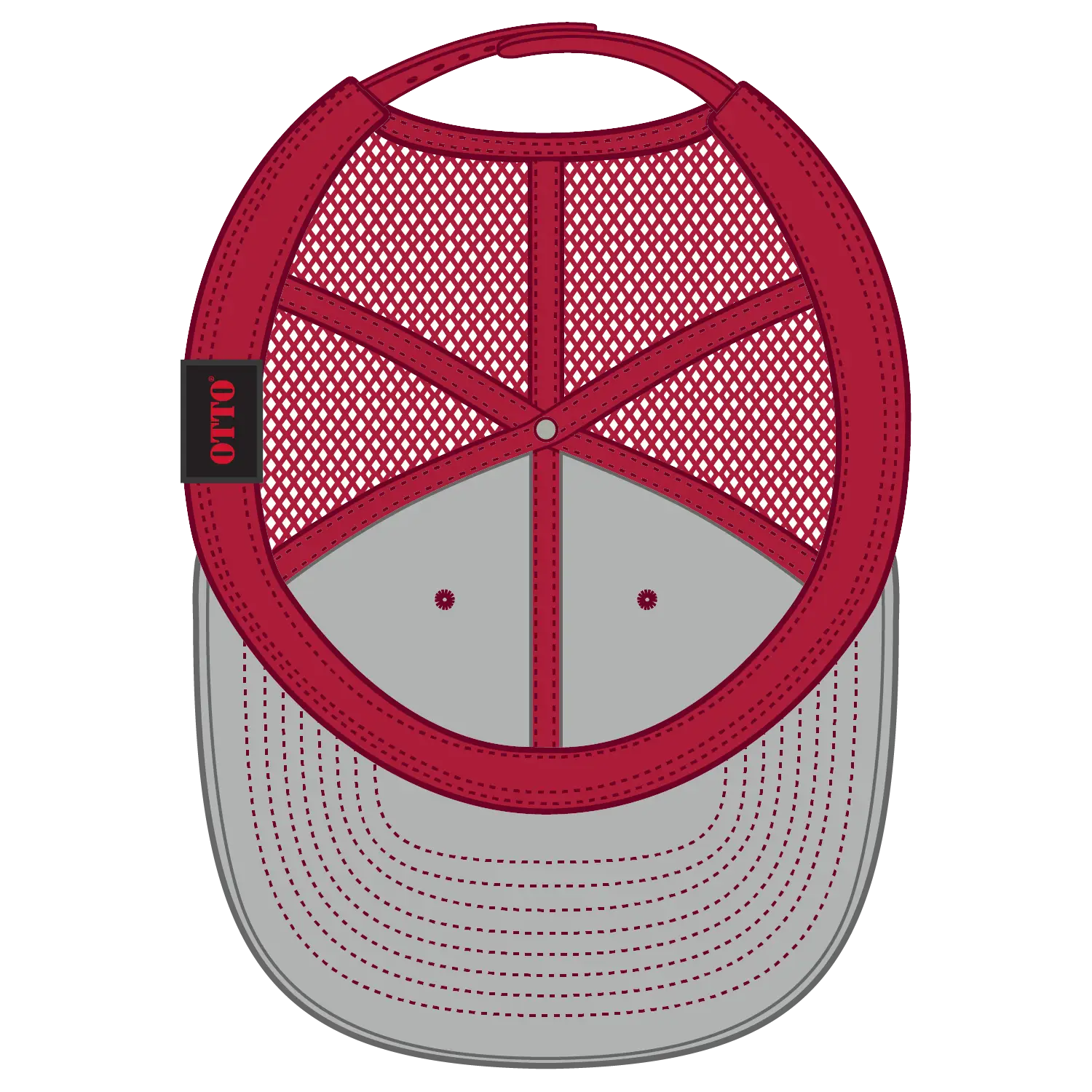 OTTO 141-1070 ’OTTO Snap’ 6 Panel Pro Style Mesh Back Trucker Snapback Cap - Red - Red / 6 1/2’’ - 7 5/8’’