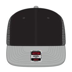 OTTO 141-1070 ’OTTO Snap’ 6 Panel Pro Style Mesh Back Trucker Snapback Cap - Gry/Blk/Blk - Gry/Blk/Blk / 6 1/2’’ - 7