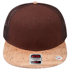 OTTO 141-1070 ’OTTO Snap’ 6 Panel Pro Style Mesh Back Trucker Snapback Cap - Cork/Brn - Cork/Brn / 6 1/2’’ - 7 5/8’’
