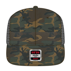 OTTO 141-1070 ’OTTO Snap’ 6 Panel Pro Style Mesh Back Trucker Snapback Cap - Dk.Grn/Brn/Blk - Dk.Grn/Brn/Blk / 6 1/2’’