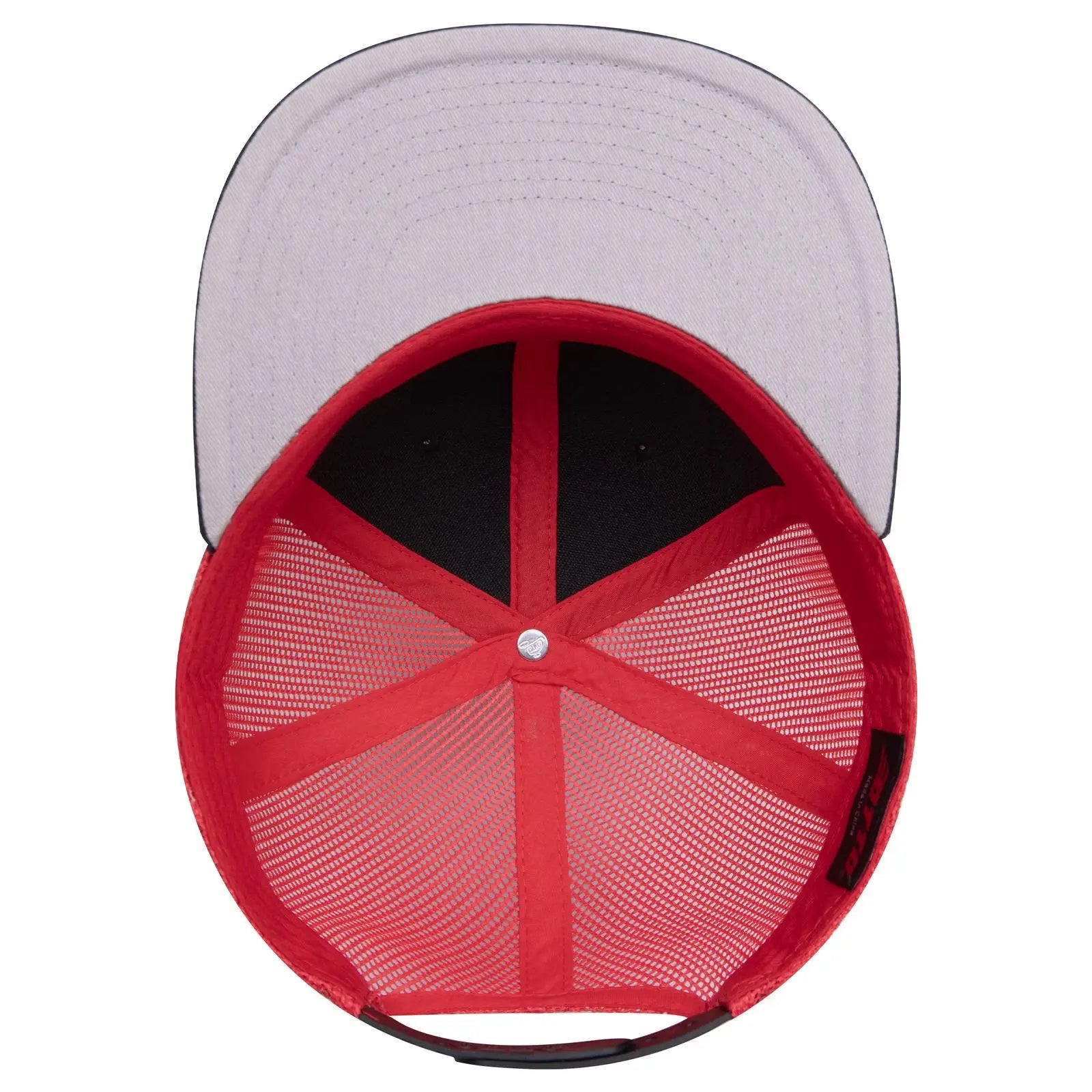OTTO 141-1070 ’OTTO Snap’ 6 Panel Pro Style Mesh Back Trucker Snapback Cap - Blk/Blk/Red - Blk/Blk/Red / 6 1/2’’ - 7
