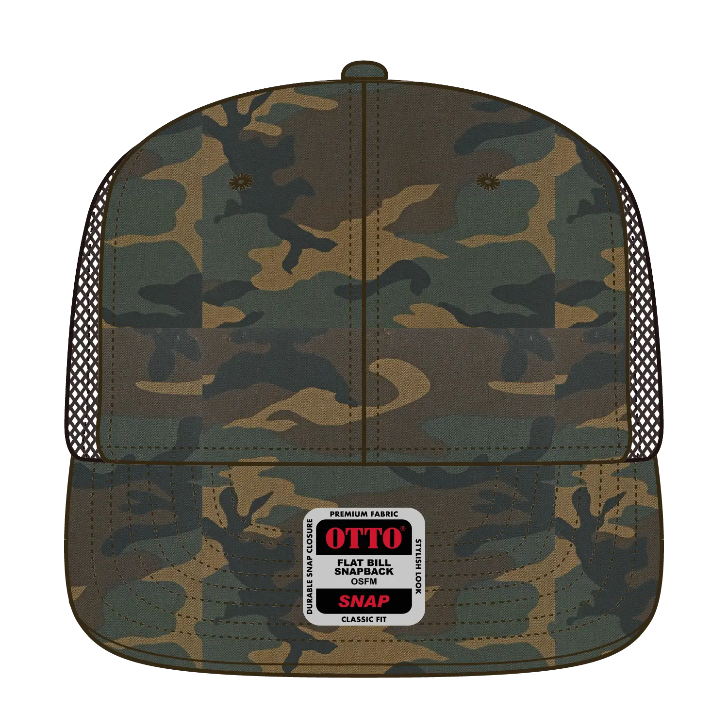 OTTO 141-1070 ’OTTO Snap’ 6 Panel Pro Style Mesh Back Trucker Snapback Cap - Dk.Grn/Brn/Dk.Brn - Dk.Grn/Brn/Dk.Brn / 6