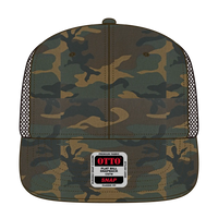 OTTO 141-1070 ’OTTO Snap’ 6 Panel Pro Style Mesh Back Trucker Snapback Cap - Dk.Grn/Brn/Dk.Brn - Dk.Grn/Brn/Dk.Brn / 6