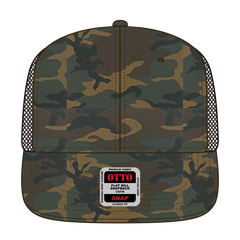 OTTO 141-1070 ’OTTO Snap’ 6 Panel Pro Style Mesh Back Trucker Snapback Cap - Dk.Grn/Brn/Dk.Brn - Dk.Grn/Brn/Dk.Brn / 6