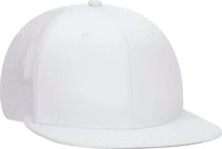 OTTO 141-1070 Superior Cotton Twill Round Flat Visor 6 Panel Pro Style Mesh Back Trucker Snapback Hat - White - White