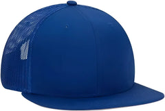 OTTO 141-1070 Superior Cotton Twill Round Flat Visor 6 Panel Pro Style Mesh Back Trucker Snapback Hat - Royal - Royal