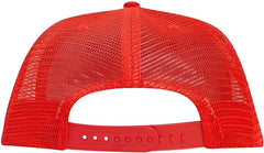 OTTO 141-1070 Superior Cotton Twill Round Flat Visor 6 Panel Pro Style Mesh Back Trucker Snapback Hat - Red - Red