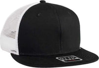 OTTO 141-1070 Superior Cotton Twill Round Flat Visor 6 Panel Pro Style Mesh Back Trucker Snapback Hat - Black Black