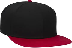 OTTO 145-1044 Superior Cotton Twill Round Flat Visor Youth 6 Panel Snapback Hat - Red Black Black - Red Black / Youth