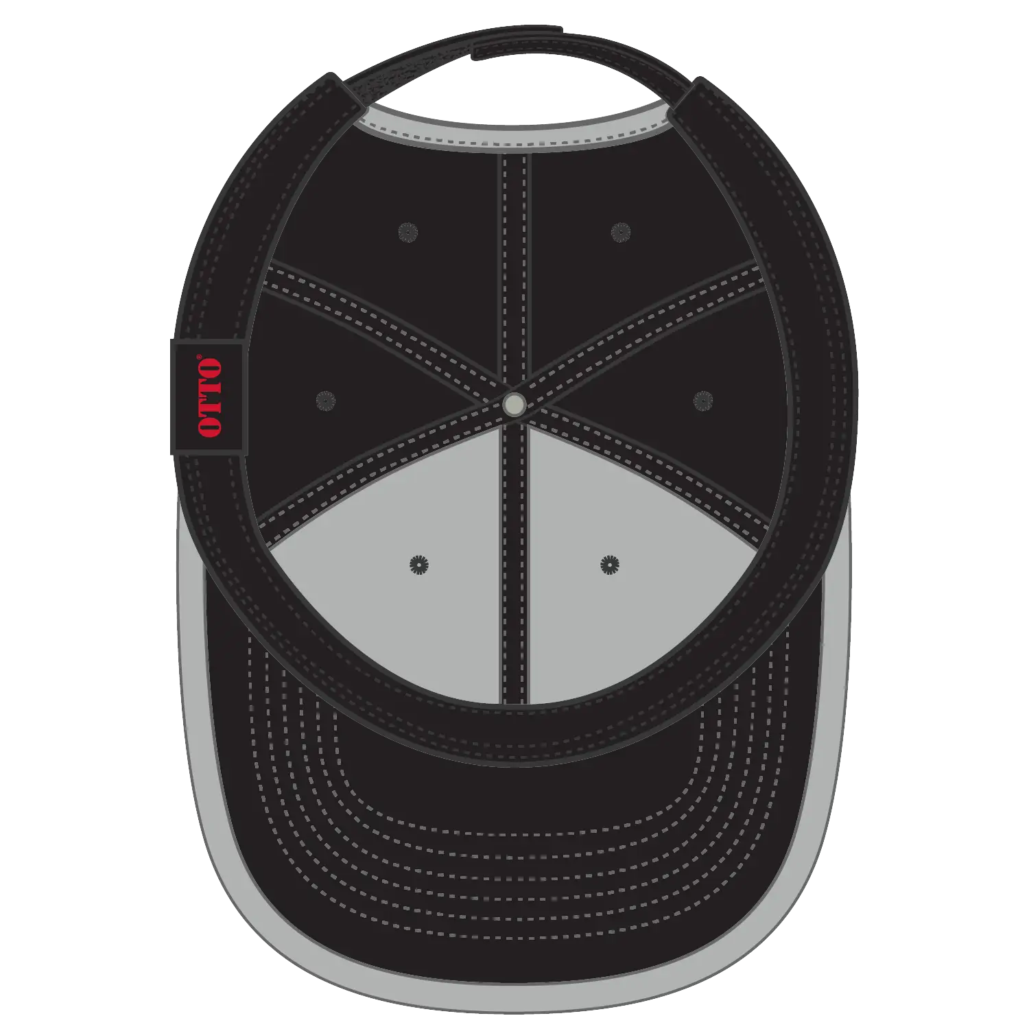 OTTO 147-1071 6 Panel Low Profile Baseball Cap - Blk/Gry - Blk/Gry / 6 1/2’’ - 7 5/8’’