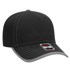 OTTO 147-1071 6 Panel Low Profile Baseball Cap - Blk/Gry - Blk/Gry / 6 1/2’’ - 7 5/8’’