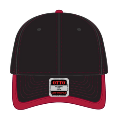 OTTO 147-1071 6 Panel Low Profile Baseball Cap - Blk/Red - Blk/Red / 6 1/2’’ - 7 5/8’’