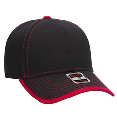 OTTO 147-1071 6 Panel Low Profile Baseball Cap - Blk/Red - Blk/Red / 6 1/2’’ - 7 5/8’’