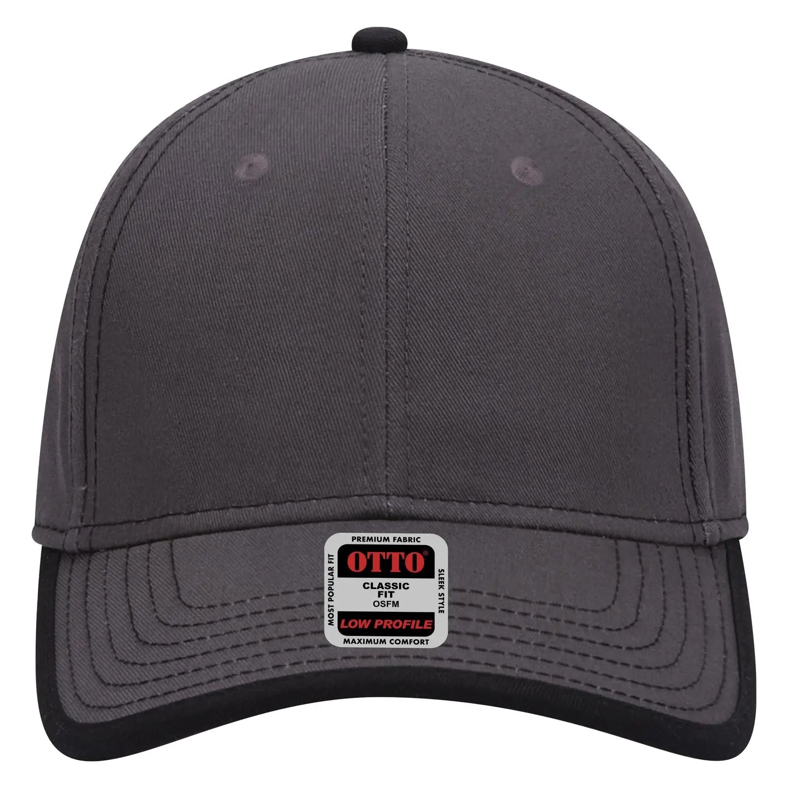 OTTO 147-1071 6 Panel Low Profile Baseball Cap - Ch.Gry/Blk - Ch.Gry/Blk / 6 1/2’’ - 7 5/8’’