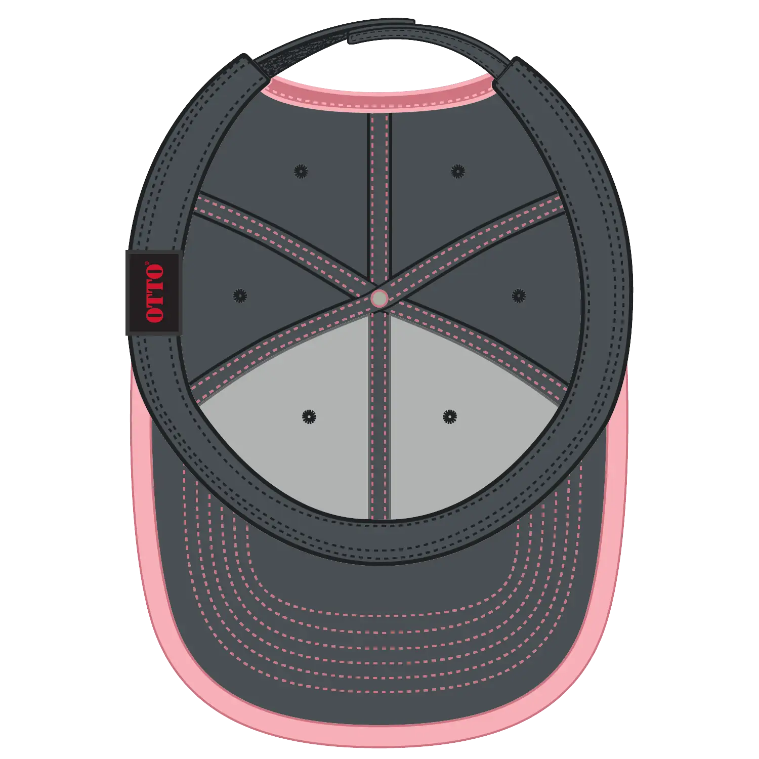 OTTO 147-1071 6 Panel Low Profile Baseball Cap - Ch.Gry/Pnk - Ch.Gry/Pnk / 6 1/2’’ - 7 5/8’’