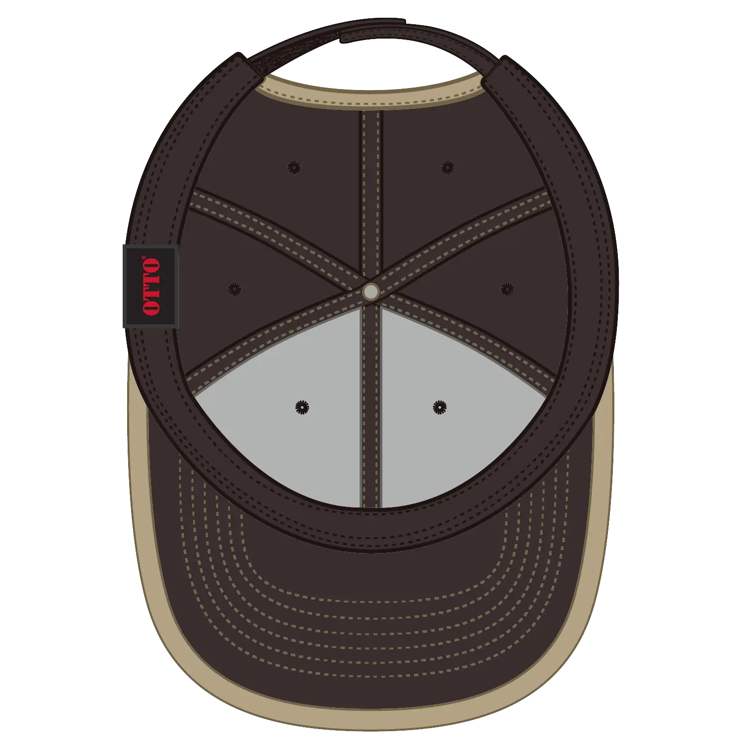 OTTO 147-1071 6 Panel Low Profile Baseball Cap - Dk.Brn/Kha - Dk.Brn/Kha / 6 1/2’’ - 7 5/8’’