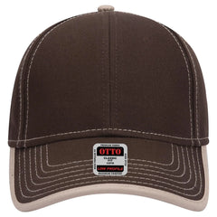 OTTO 147-1071 6 Panel Low Profile Baseball Cap - Dk.Brn/Kha - Dk.Brn/Kha / 6 1/2’’ - 7 5/8’’