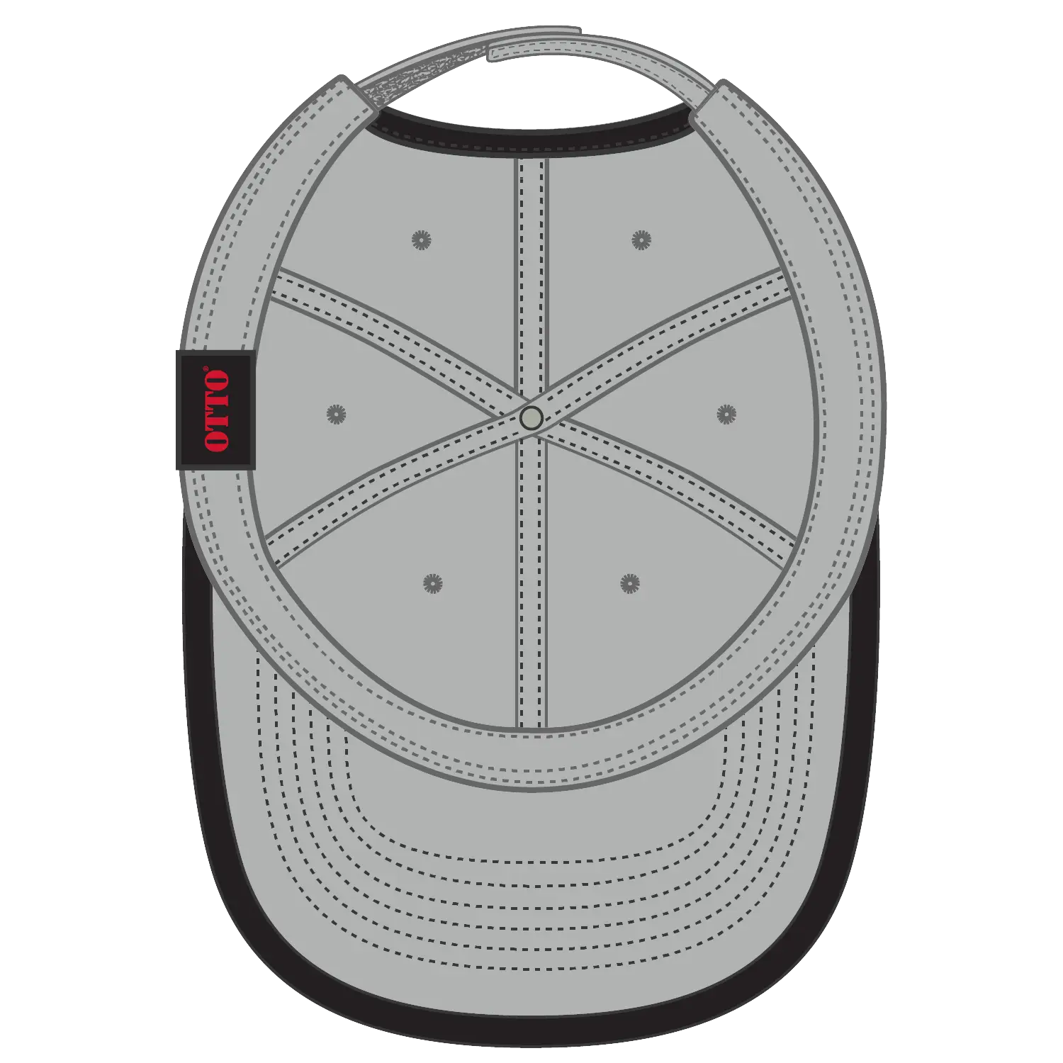 OTTO 147-1071 6 Panel Low Profile Baseball Cap - Gry/Blk - Gry/Blk / 6 1/2’’ - 7 5/8’’