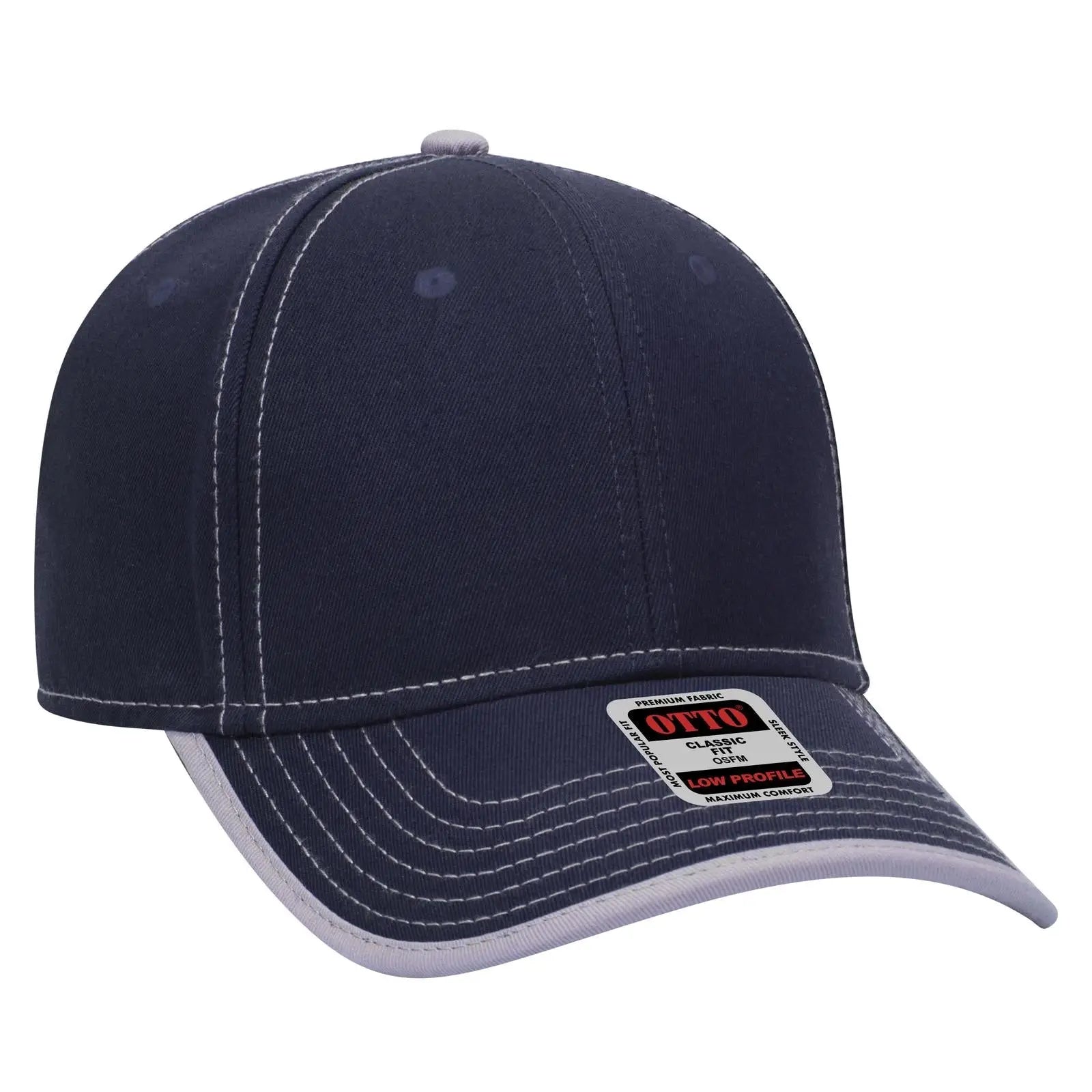 OTTO 147-1071 6 Panel Low Profile Baseball Cap - Nvy/Gry - Nvy/Gry / 6 1/2’’ - 7 5/8’’