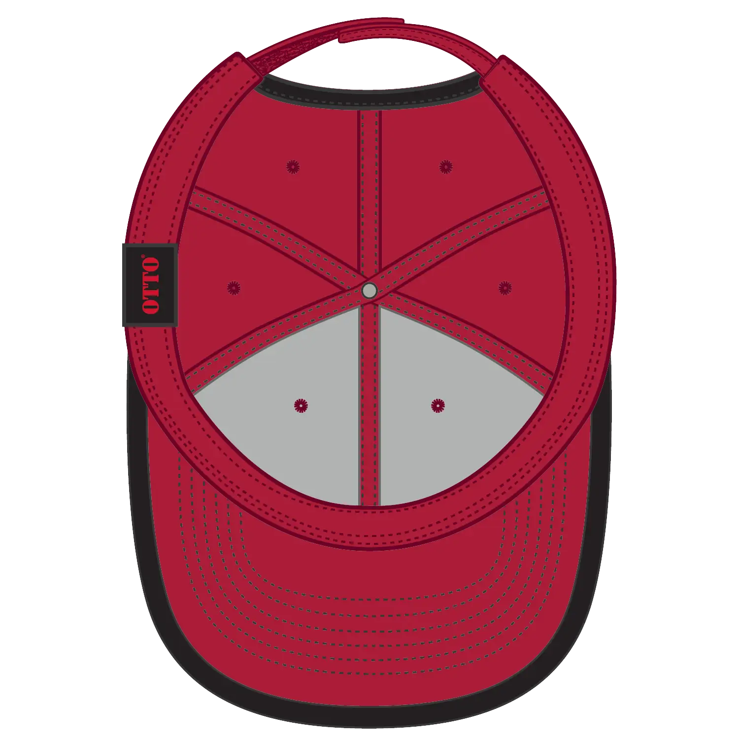 OTTO 147-1071 6 Panel Low Profile Baseball Cap - Red/Blk - Red/Blk / 6 1/2’’ - 7 5/8’’