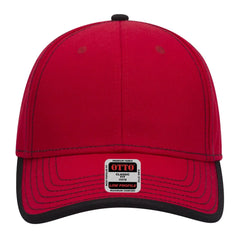 OTTO 147-1071 6 Panel Low Profile Baseball Cap - Red/Blk - Red/Blk / 6 1/2’’ - 7 5/8’’
