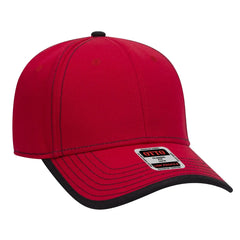 OTTO 147-1071 6 Panel Low Profile Baseball Cap - Red/Blk - Red/Blk / 6 1/2’’ - 7 5/8’’