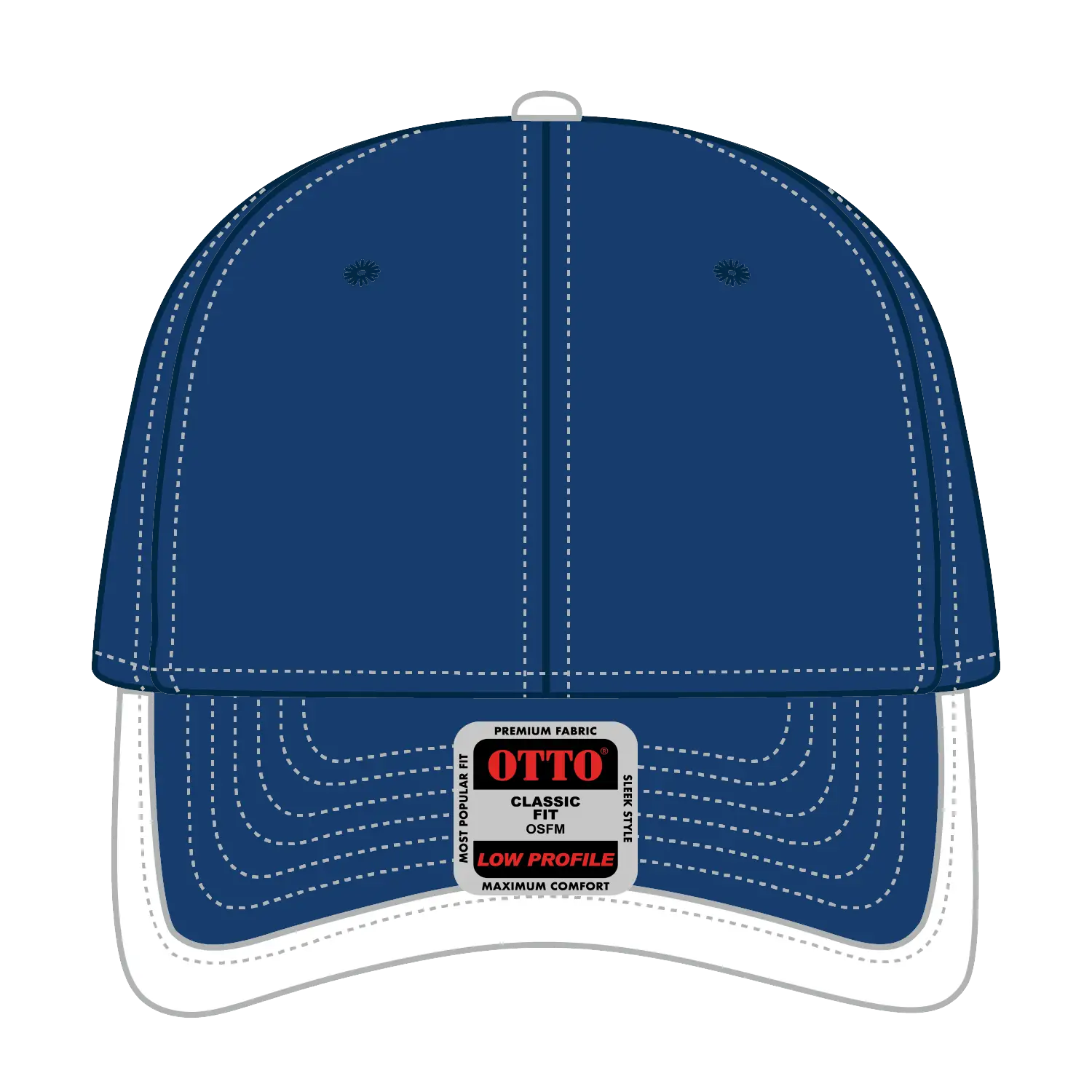 OTTO 147-1071 6 Panel Low Profile Baseball Cap - Ryl/Wht - Ryl/Wht / 6 1/2’’ - 7 5/8’’