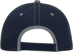 OTTO 147-1071 Superior Cotton Twill w/ Contrast Stitching Binding Trim Visor 6 Panel Low Profile Baseball Cap - Navy