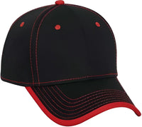 OTTO 147 1071 Superior Cotton Twill w/ Contrast Stitching Binding Trim Visor 6 Panel Low Profile Baseball Cap Black Red