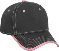 OTTO 147 1071 Superior Cotton Twill w/ Contrast Stitching Binding Trim Visor 6 Panel Low Profile Baseball Cap Charcoal