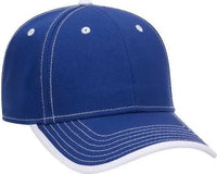 OTTO 147-1071 Superior Cotton Twill w/ Contrast Stitching Binding Trim Visor 6 Panel Low Profile Baseball Cap - Royal