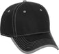OTTO 147-1071 Superior Cotton Twill w/ Contrast Stitching Binding Trim Visor 6 Panel Low Profile Baseball Cap - Black