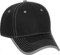 OTTO 147-1071 Superior Cotton Twill w/ Contrast Stitching Binding Trim Visor 6 Panel Low Profile Baseball Cap - Black