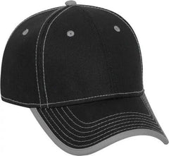 OTTO 147-1071 Superior Cotton Twill w/ Contrast Stitching Binding Trim Visor 6 Panel Low Profile Baseball Cap - Black