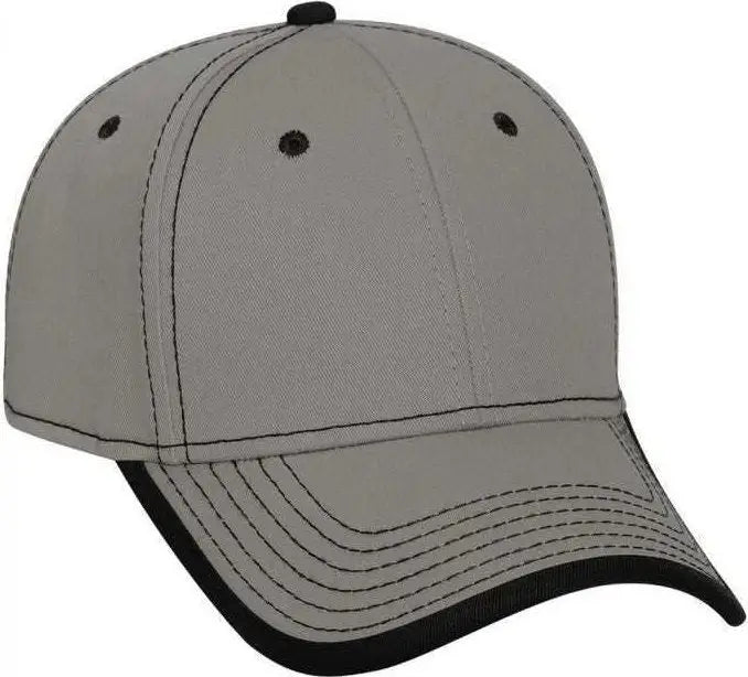 OTTO 147-1071 Superior Cotton Twill w/ Contrast Stitching Binding Trim Visor 6 Panel Low Profile Baseball Cap - Gray