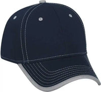 OTTO 147-1071 Superior Cotton Twill w/ Contrast Stitching Binding Trim Visor 6 Panel Low Profile Baseball Cap - Navy