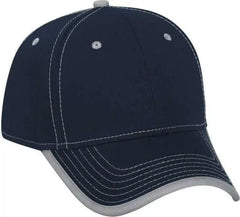 OTTO 147-1071 Superior Cotton Twill w/ Contrast Stitching Binding Trim Visor 6 Panel Low Profile Baseball Cap - Navy