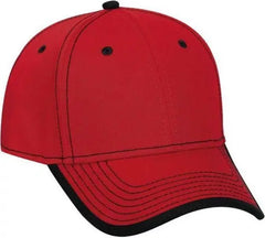 OTTO 147 1071 Superior Cotton Twill w/ Contrast Stitching Binding Trim Visor 6 Panel Low Profile Baseball Cap Red Black