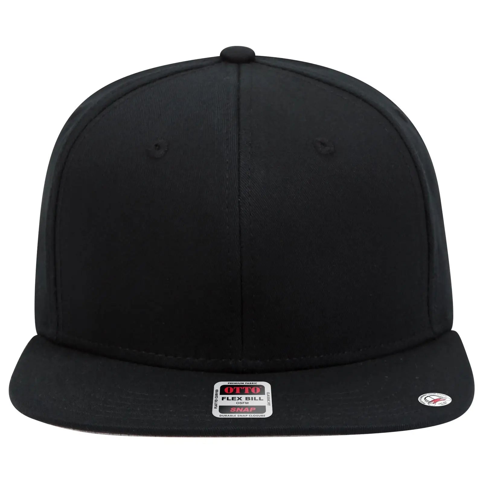 OTTO 148-1197 ’OTTO Snap’ 6 Panel Pro Style Snapback Cap - Black - Black / 6 1/2’’ - 7 5/8’’